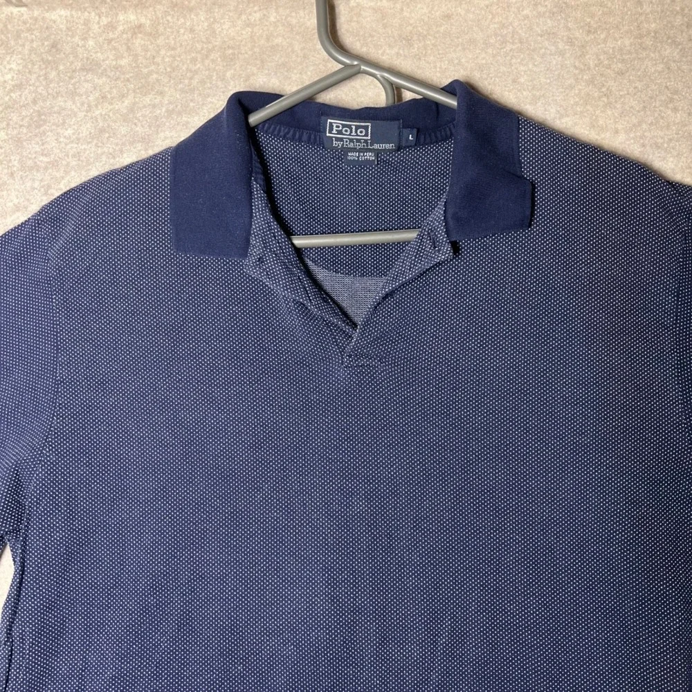 Polo by Ralph‎ Lauren Mens Polo Shirt Blue Dotted Cotton Casual Top